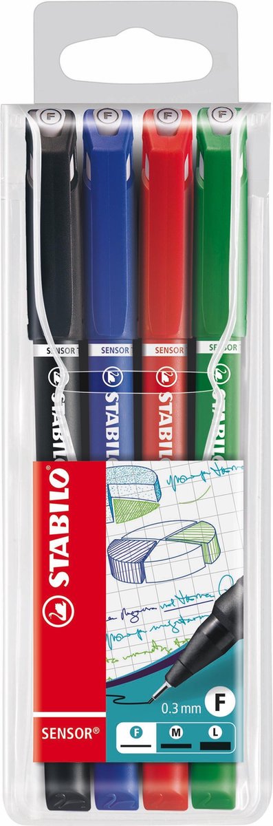 Stabilo Sensor - Fineliner 0,3 mm - Set à 4 Stück