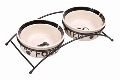 Trixie Food Bowl Bere Binking Set Set Mangia sui tuoi piedi Bianco Nero