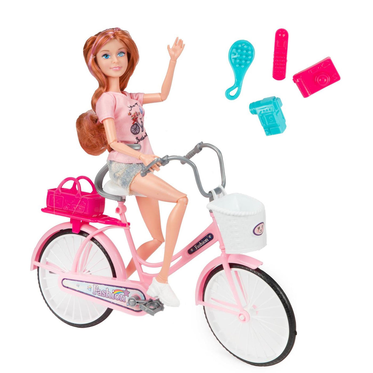 Toi Toys Lauren Teenie-Puppe auf dem Fahrrad