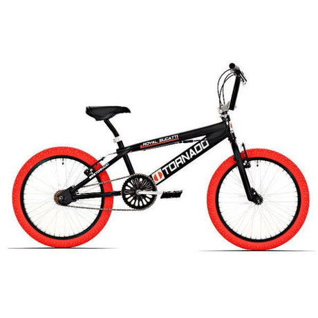 Königliches BMX-Fahrrad – Bugatti Tornado Freestyle 20 Zoll – mattschwarz mit roten Reifen