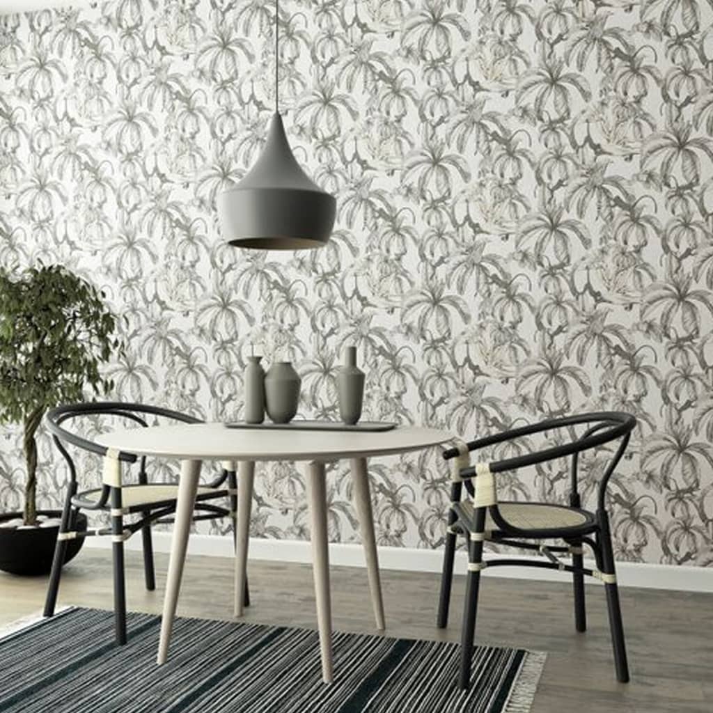 Noordwand Noordwand Wallpaper Topchic Monkey Leaves Gray and Black