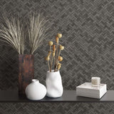 Wall North Noordwand Wallpaper Botanica Rattan Wickerwork Black and Grey