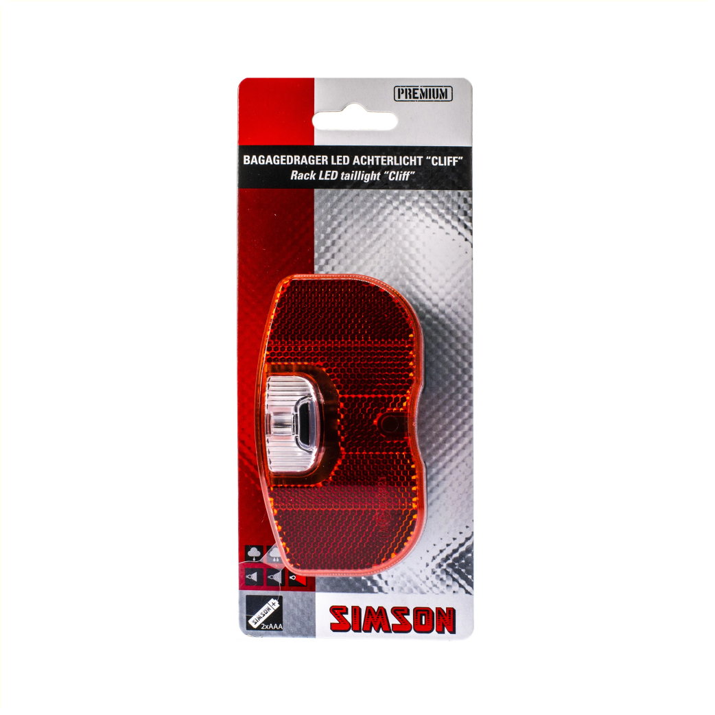 Simson -Batteriegepäck Rack Hecklicht Klippe 1 LED auf oder