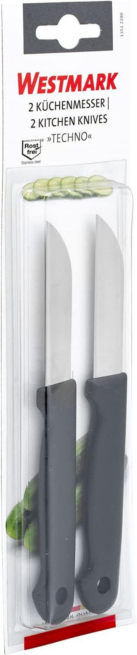 Westmark 2er Set Schälmesser, mit gerader Klinge, Klingenlänge: je 6,5 cm, Edelstahl Kunststoff, Techno, Silber Schwarz, 13512280