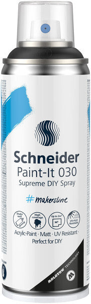 Schneider S-ML03050001 Supreme DIY Spray Paint-It 030 Schwarz 200 ml Acrylfarbe