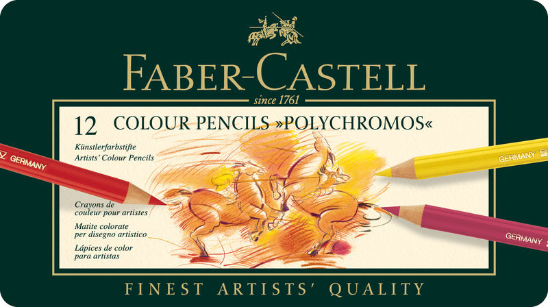 Faber Castell FC-110012 Buntstift Polychromos, 3,8 mm Kernstärke, Karton mit 12 Stück