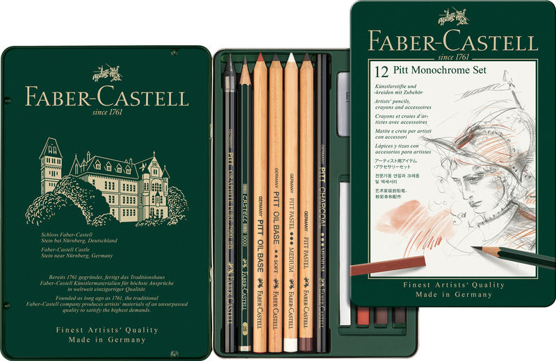 Faber Castell FC-11975 Pitt Monochrome Set Faber-Castell 12 pièces médium