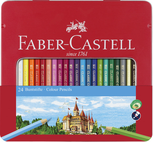 Faber Castell Faber Castell FC-115824 Färgpennor Faber-Castell Castle Hexagonal Metal Pouch med 24 stycken