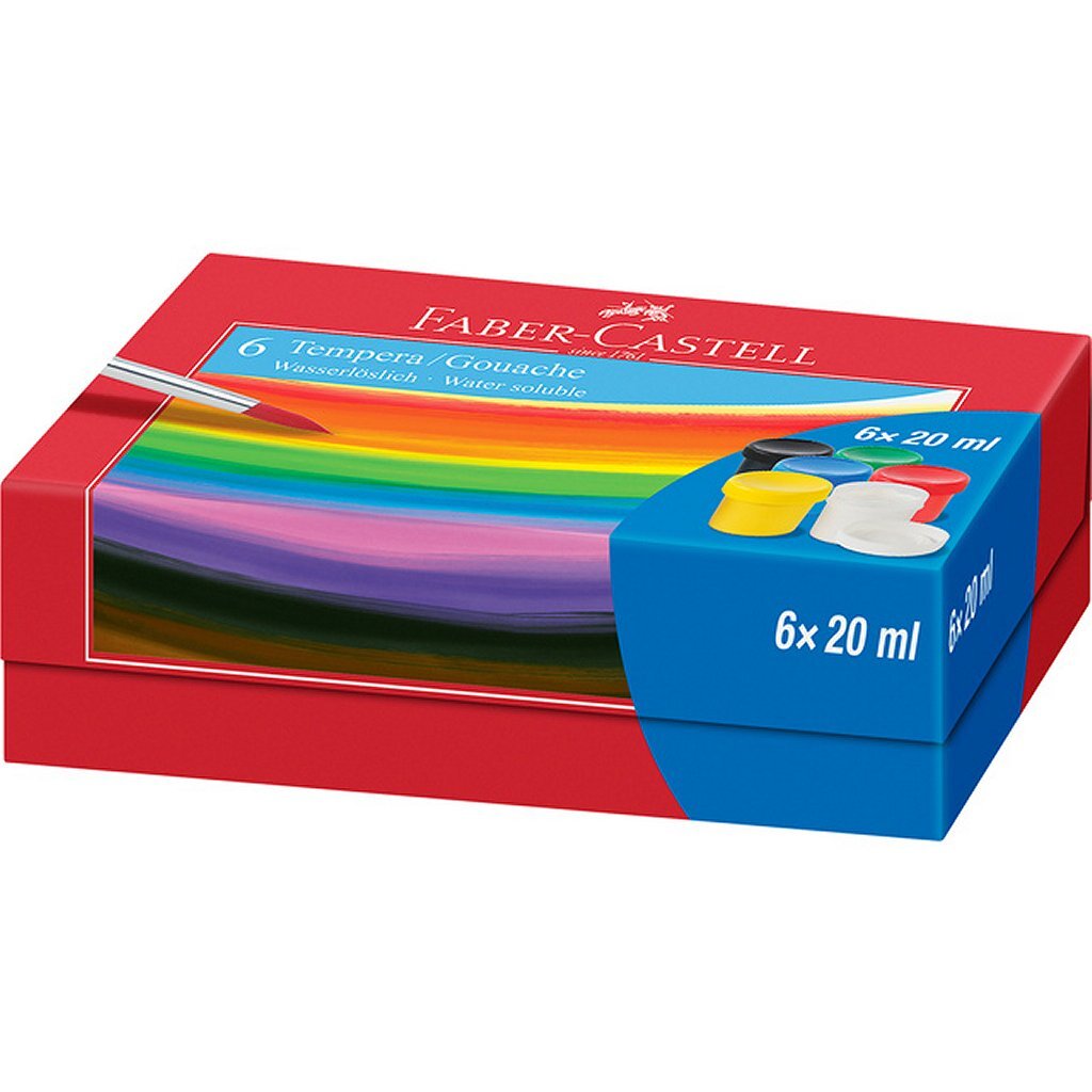 Faber Castell FC-121040 Tempera-Gouache-Farbe, 6 Farben