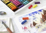 Halblanges Federmäppchen mit Pastellkreide von Faber Castell FC-128272 mit 72 Teilen
