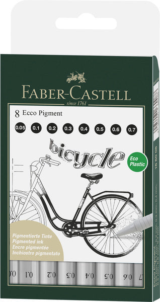 Faber Castell FC-166008 Tegning Pen FC Ecco Pigment 8st. linjebredder 0,05 - 0,7 mm