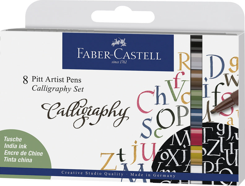 Faber Castell FC-167508 Pitt Artist Pen Kalligraphie-Set, 8 Stifte