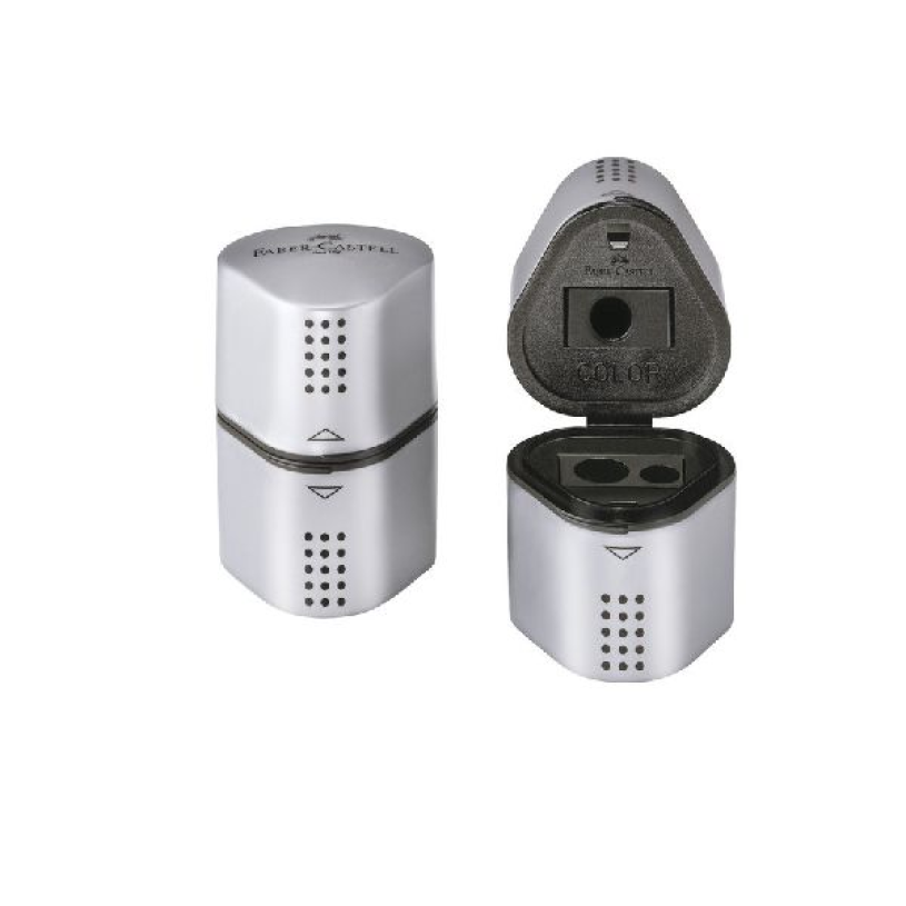 Faber-Castell Bleistiftspitzer Griff 2001 Silber 3 Löcher