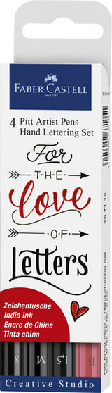 Faber Castell FC-267115 Zeichenstift Faber-Castell Pitt Artist Pen Hand Lettering 4-teiliges Federmäppchen Schwarz