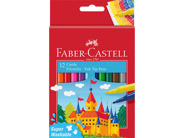 Faber Castell FC-554201 Filzstift, 12 Stück, waschbares Kartonetui