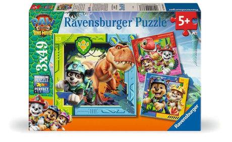 Ravensburger puzzelset paw patrol dino movie: paws, claws and raws! - 3 puzzels van 49 stukjes