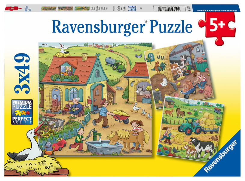 Ravensburger Puzzle Bauernhof - 3x49 Teile - Kinderpuzzle