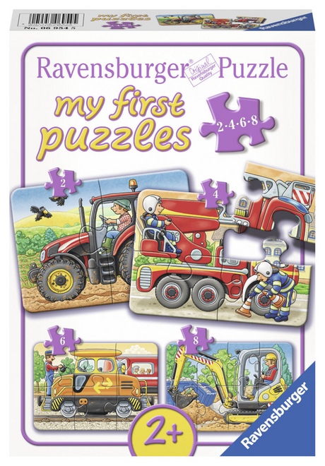 Ravensburger bei der Arbeit – meine ersten Puzzles – 2+4+6+8 Teile – Kinderpuzzle
