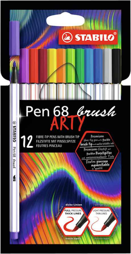 Stabilo Pen 68 Pinsel – Filzstift – Arty – Set mit 12 Stück