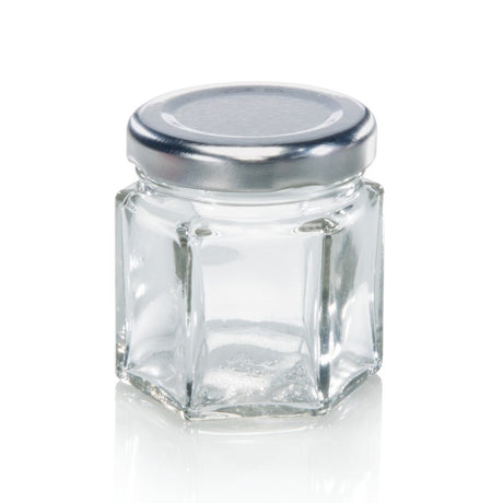 Leifheit 3208 Marmeladenglas sechseckig 47 ml Glas silber