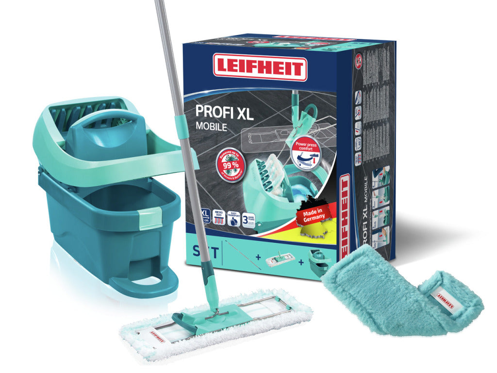 Leifheit Leifheit 55167 Profi Floor Wiper XL 42 cm Komplettes System mit Rädern Micro Duo + Static Plus