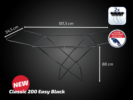 Leifheit 81696 Classic 200 Easy Wäscheständer schwarz