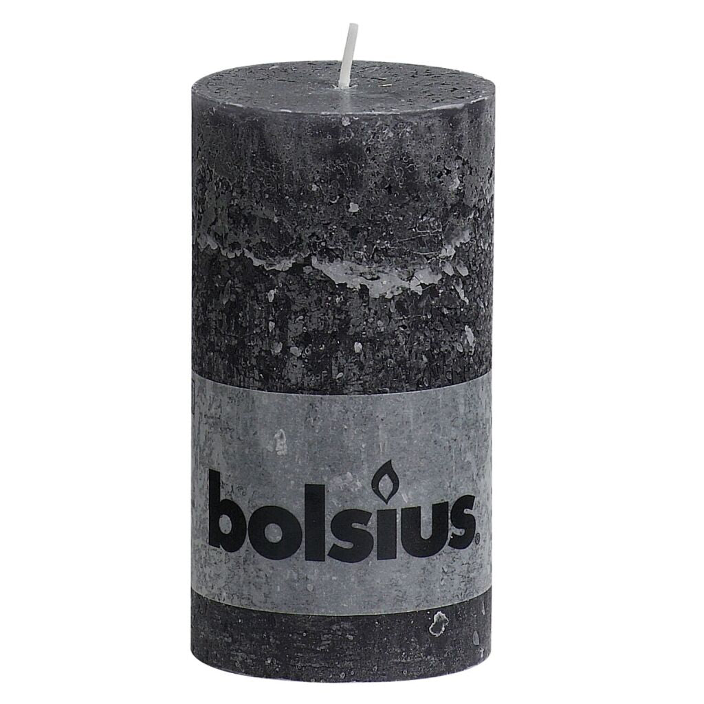 Bolsius Rustic Stub Candle 13x6,8 cm Antracitt