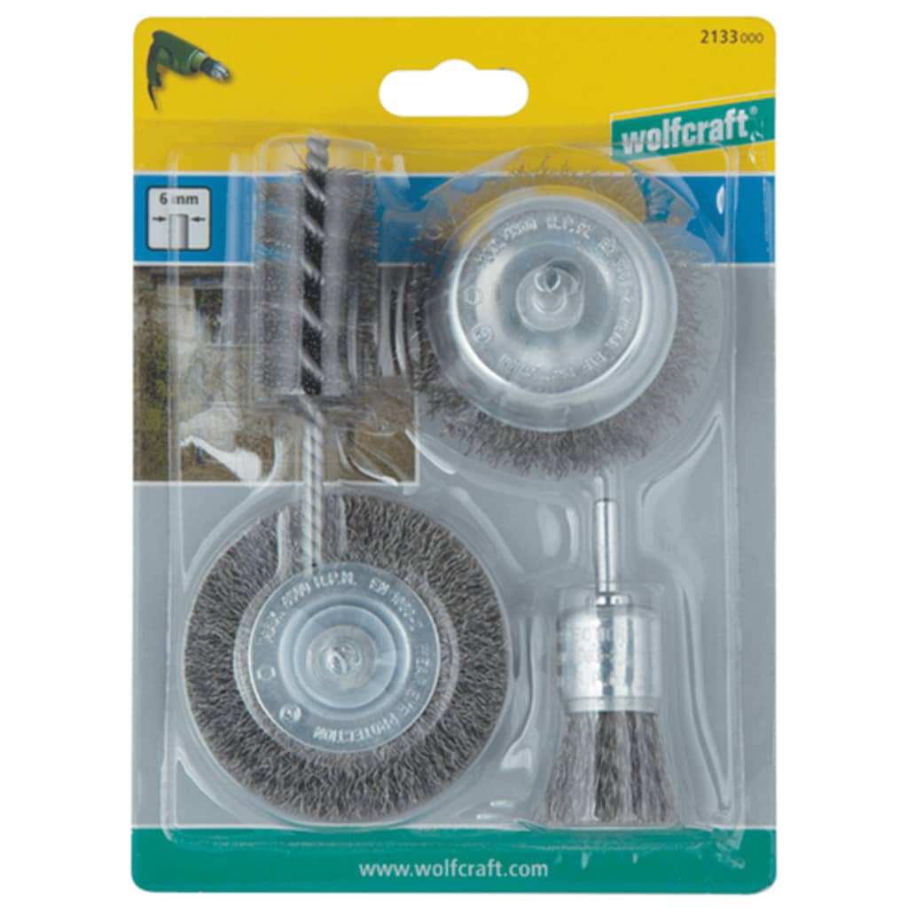 Wolfcraft Wolfcraft Wire Brush Set med Round Shaft 4-Piece 2133000