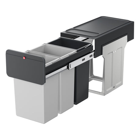 Hailo inbouwemmer eco-line trio l 3x10l staal zwart