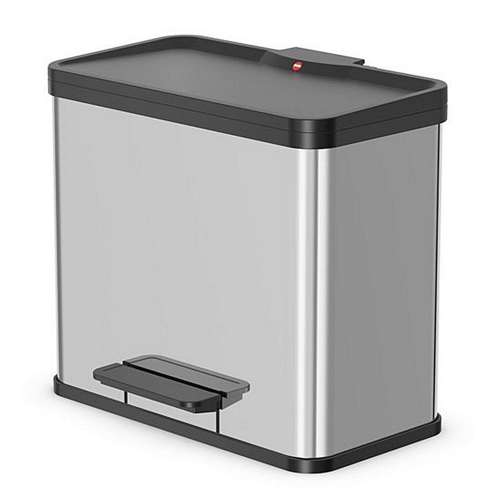 HAILO 0633-200 Öko Trio Plus L Pédal Bin 3x9L en acier inoxydable noir