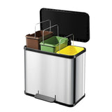 Hailo 0633-220 Öko Trio Plus L Pedal Bin 3x9l Silber Schwarz