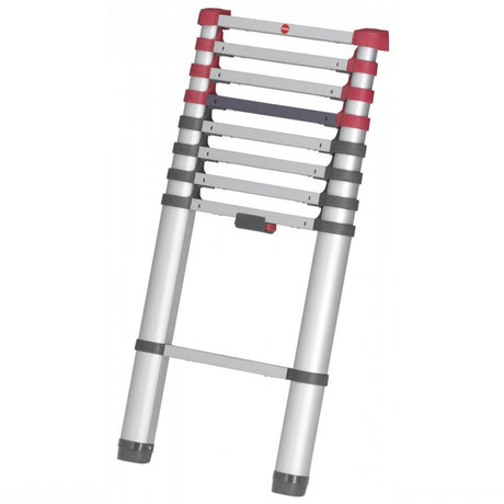 Hailo T80 Aluminium-Teleskopleiter 13 Stufen + Stabilisierungsstange 111-380 cm