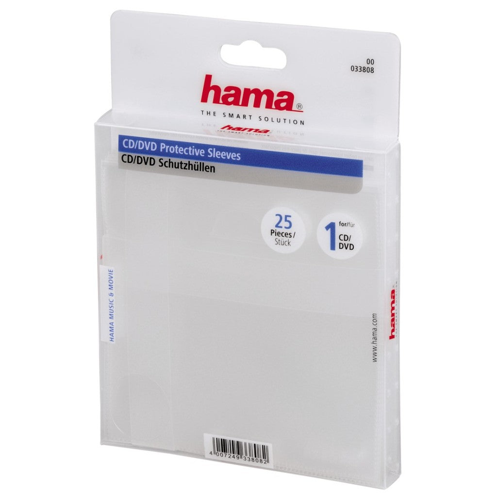 HAMA CD DVD Paper Sleeves 25 Pack Transparent