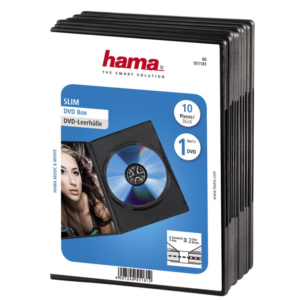 Hama dvd slim box 10-pack noir