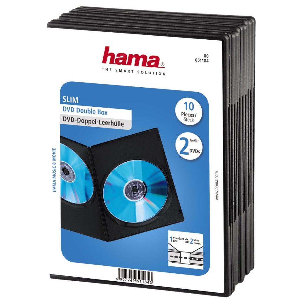 Hama dvd slim box double noir 10 pièces