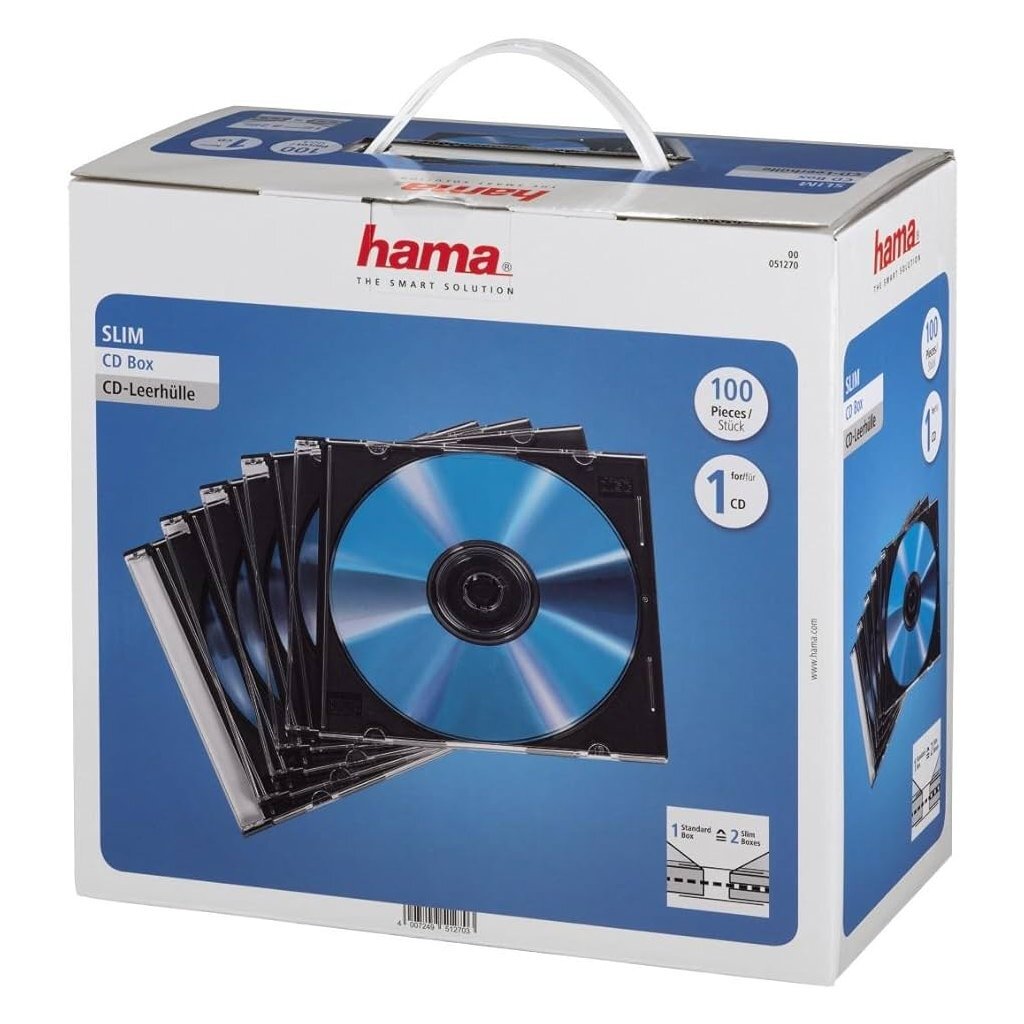 Hama CD Slim Box 100 pezzi Nero Tranpant