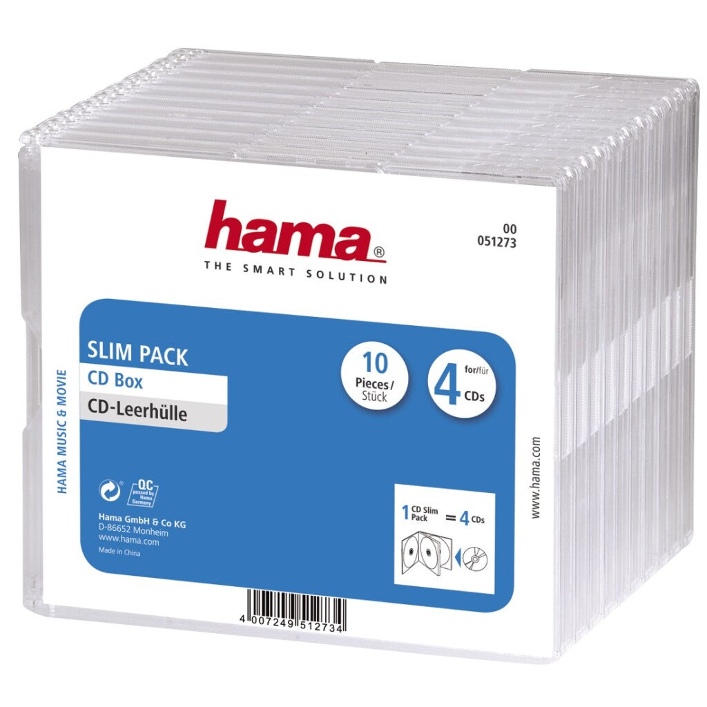 Boîtes de CD Hama #039 ; Slim-Pack #039 ; 4 par 10