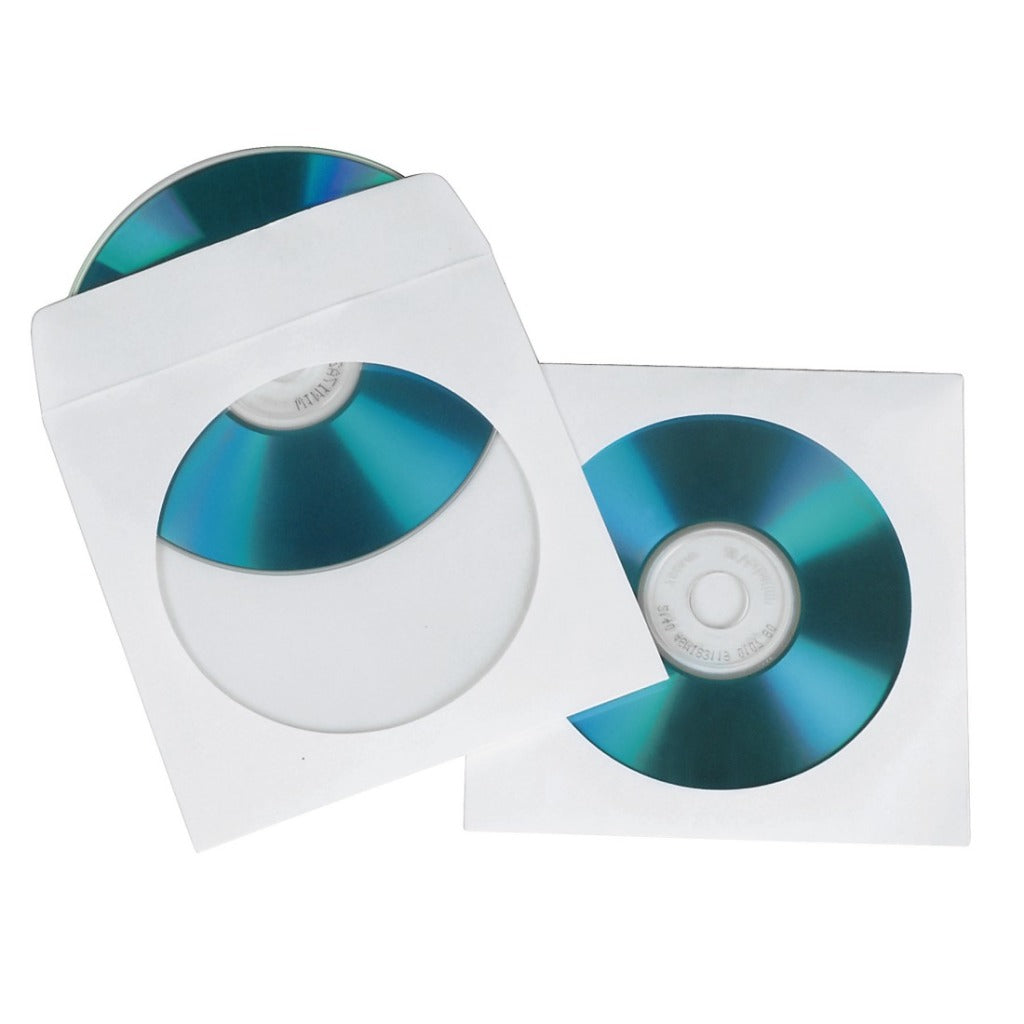 Hama CD DVD Protection Sleeves Paper White 100 pieces