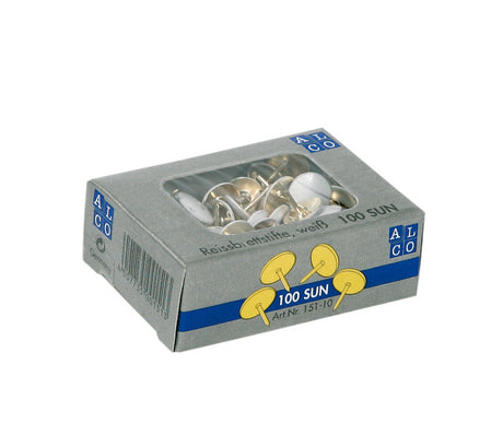 Alco al-151–10 Reißzwecken Sonne 9,5 mm Messing Box mit 100 Stück weiß