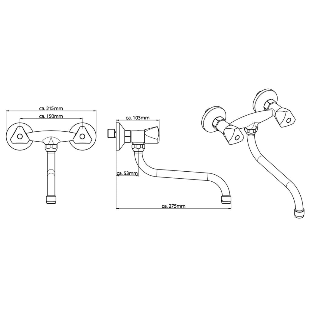 Schütte Schütte two -button wall mixer Cesti chrome -colored