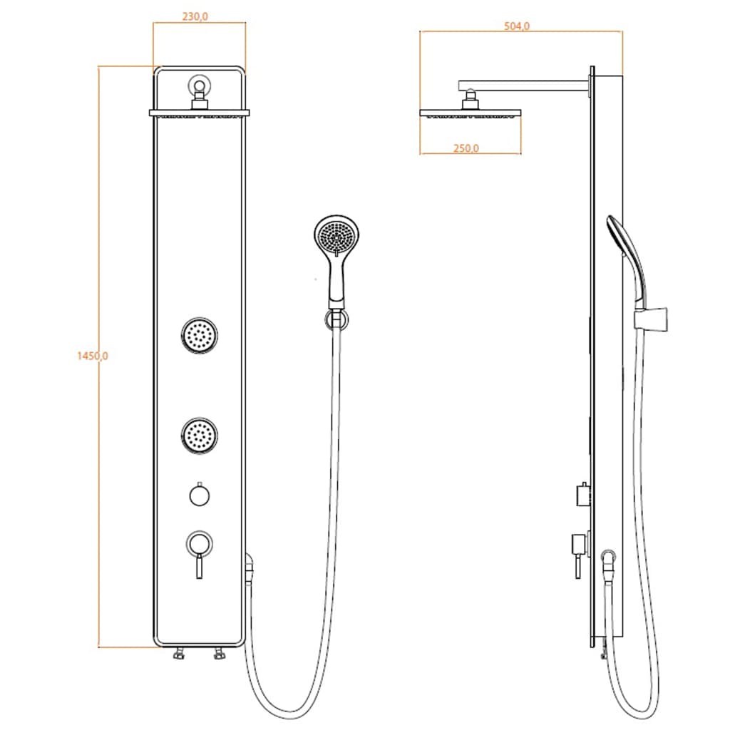 Panel de ducha Schütte Schütte con un botón Toque Glasduschanel Glas Anthracite