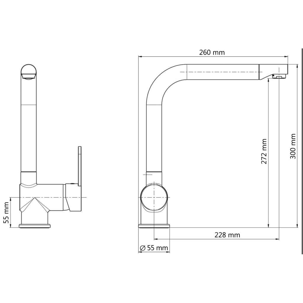 Schütte Schütte Un mezclador de botón Río acero inoxidable y negro mate