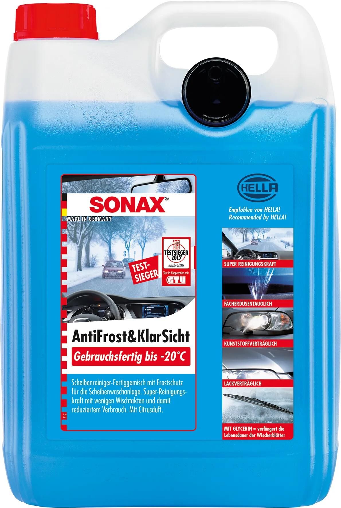 Sonax Fensterflüssigkeit, Frostschutz, Frostschutz, klar, rostfrei und klare Sicht, 5 ltr. erledigt