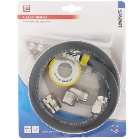 Scanpart Gasschlauch-Anschlussset 100 Zentimeter – geeignet für freistehenden Gasherd – nl