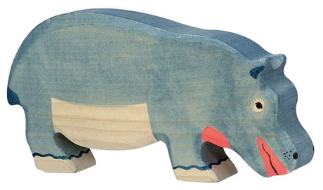 Holztiger-Nilpferd, fressend. 18 cm.