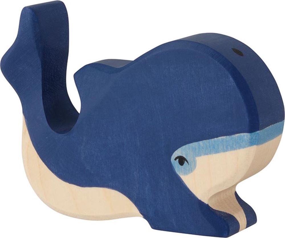 Holztiger Blauwal, klein. 10 cm.