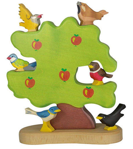 Holztiger Wald - Apfelbaum für Vögel - 20x2x20cm - Holzfigur - handgefertigt
