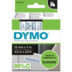 Bänder Dymo D1 Polyester 12mmx7m blau-weiß glänzend