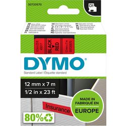 Bänder Dymo D1 Polyester 12mmx7m schwarz-rot glänzend