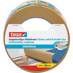 Tesa doppelseitiges Klebeband, universell, vielseitig, für Verpackungen, Dekoration, Teppich – 25 m x 50 mm